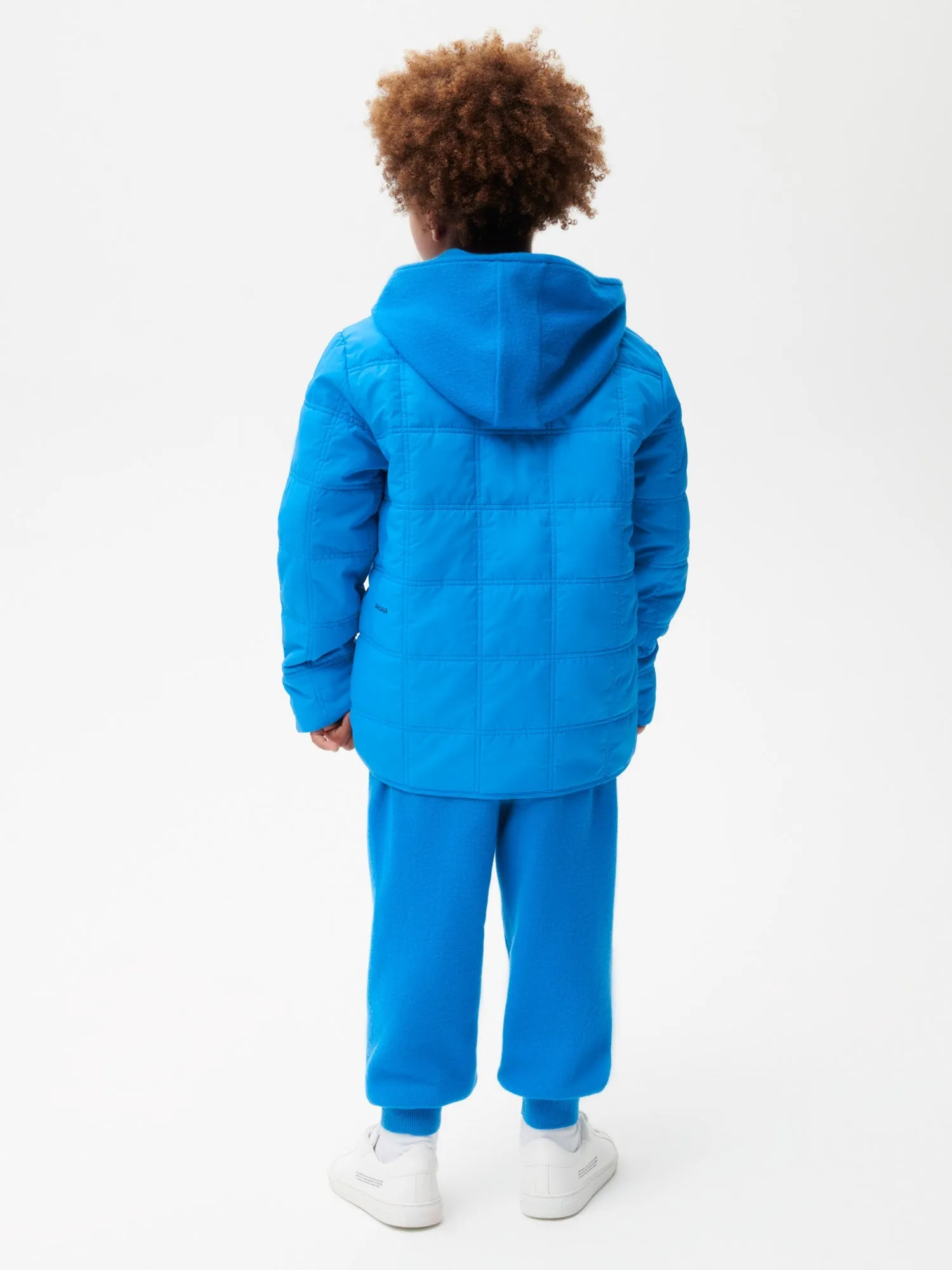 Kid’s Flower-Warmth Quilted Collarless Jacket—cerulean blue