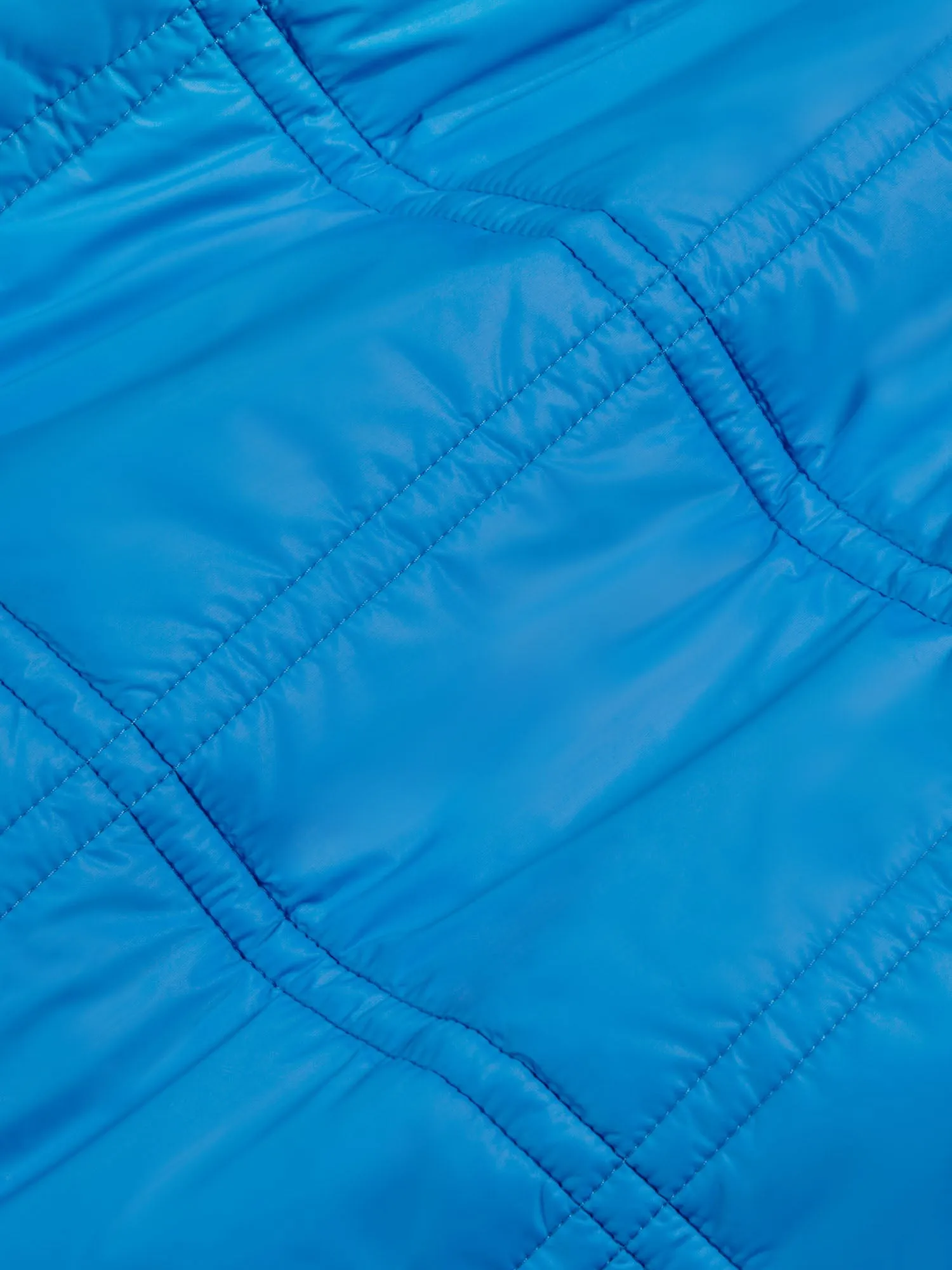 Kid’s Flower-Warmth Quilted Collarless Jacket—cerulean blue