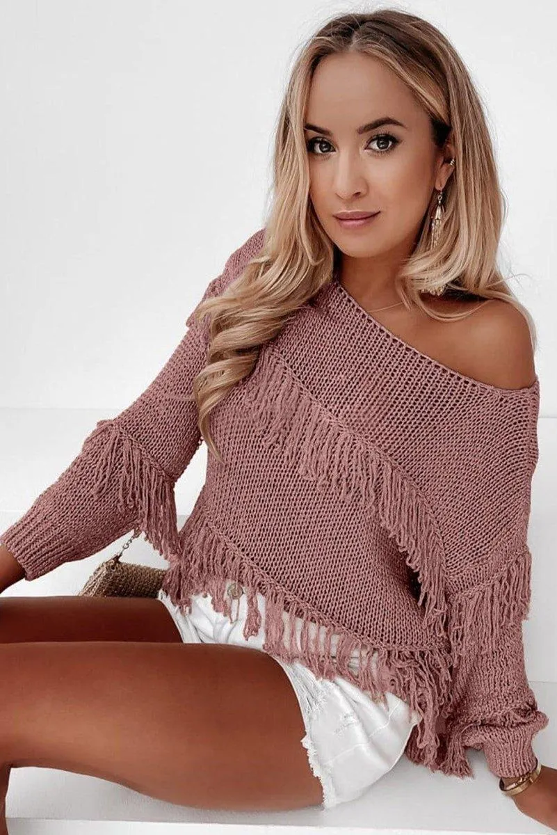 Knitted Boho Chic Tasseled Sweater