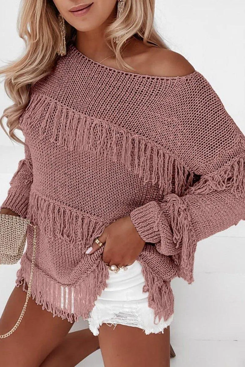 Knitted Boho Chic Tasseled Sweater