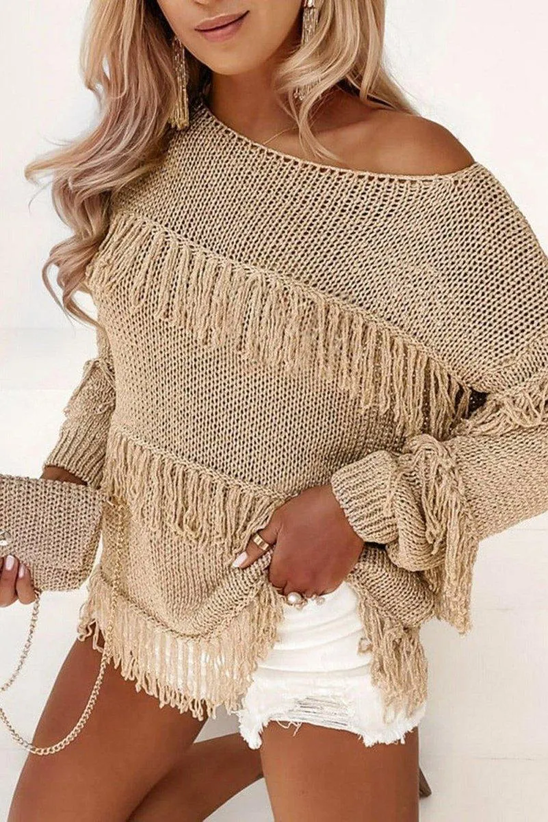 Knitted Boho Chic Tasseled Sweater