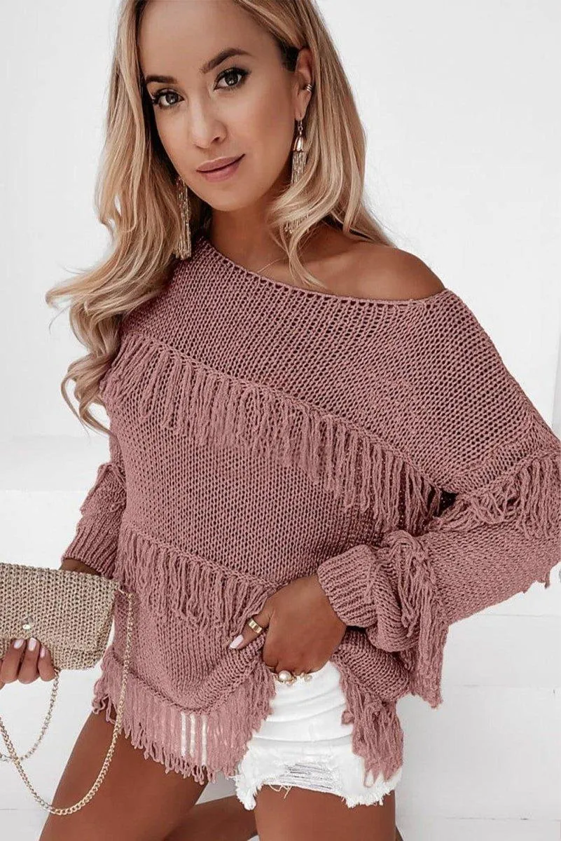 Knitted Boho Chic Tasseled Sweater