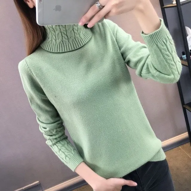 Knitted Long Sleeve Turtleneck Sweater