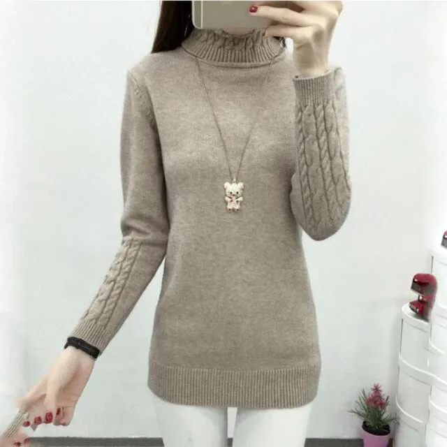 Knitted Long Sleeve Turtleneck Sweater