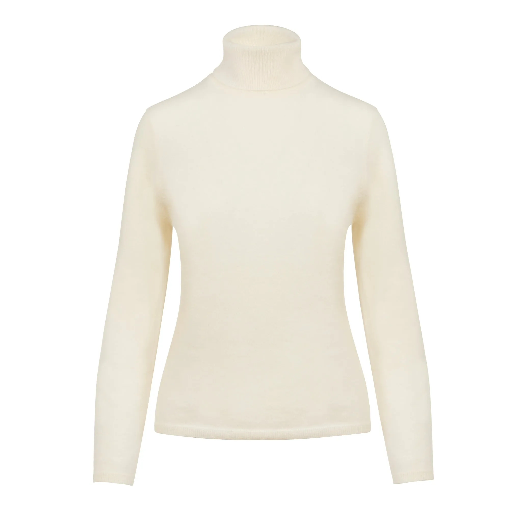 Ladies Cashmere Polo Neck in Winter White