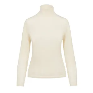 Ladies Cashmere Polo Neck in Winter White