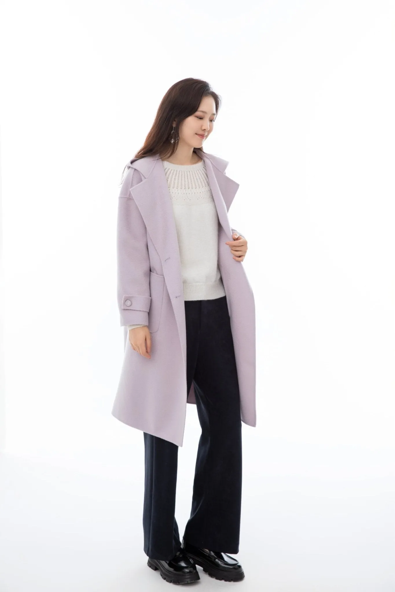 Lavender Wool Hooded Overcoats