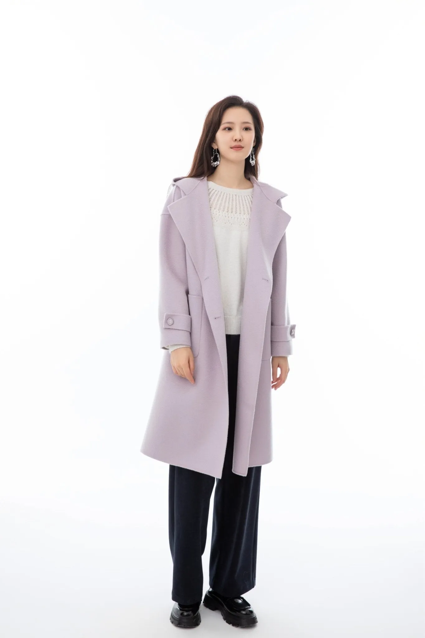 Lavender Wool Hooded Overcoats