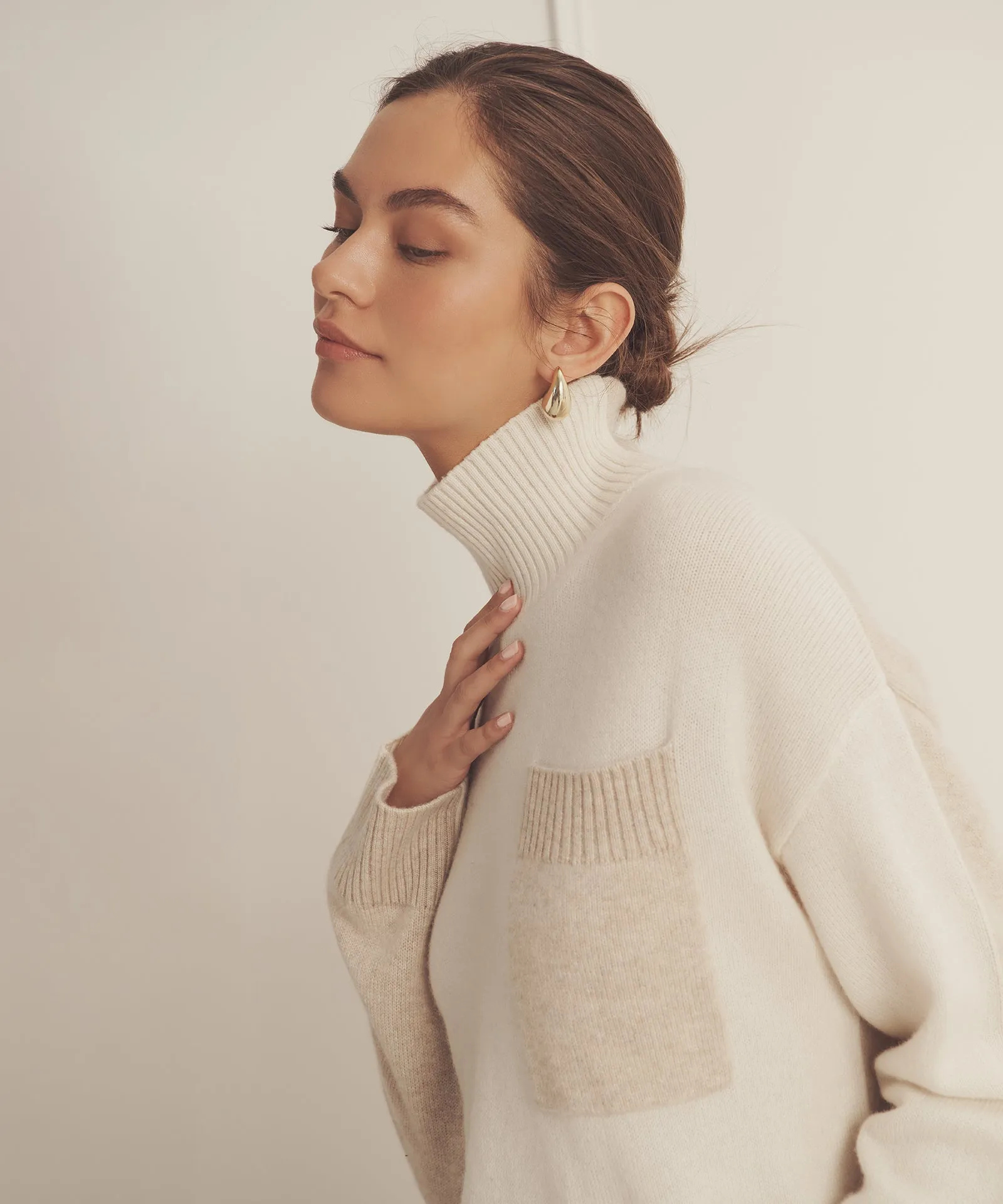 Luxe Cashmere Color Blocked Turtleneck