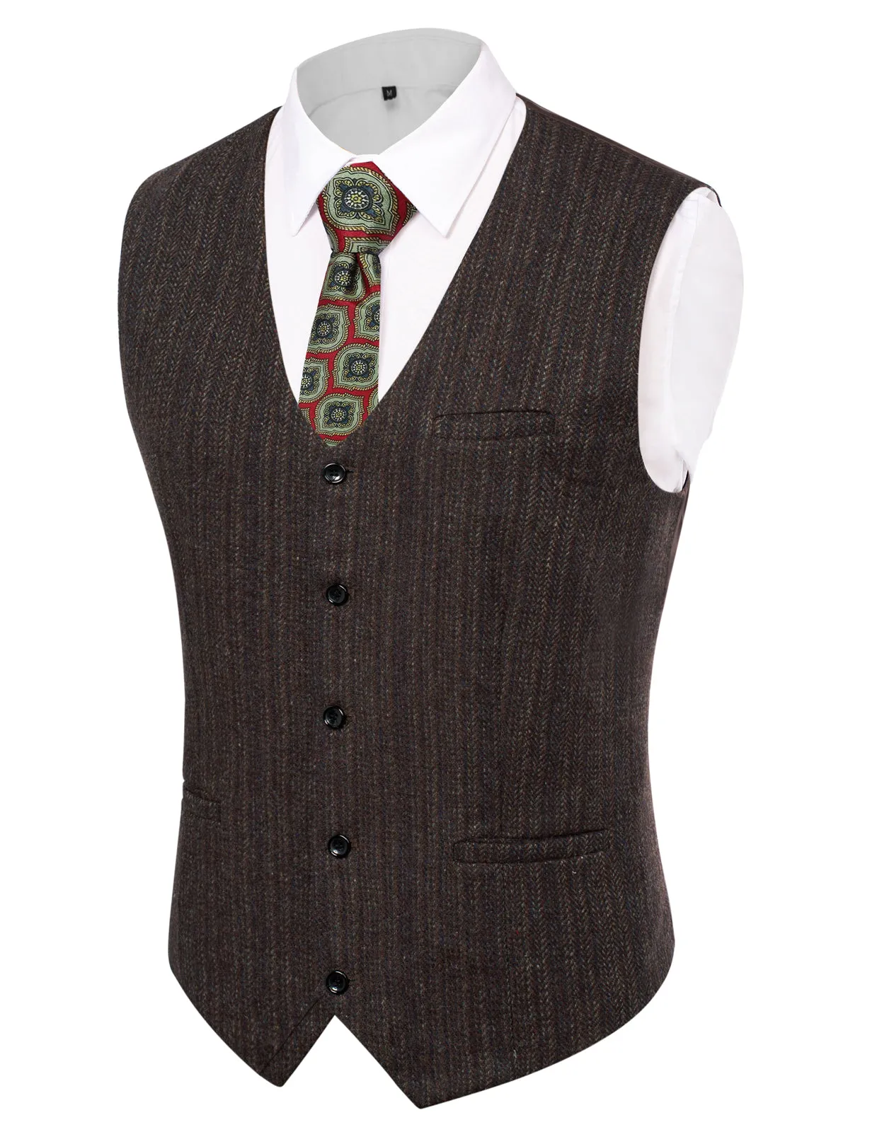 Men Handkerchief Hem Vest Coat V-Neck Single Breasted  Casual Waistcoat