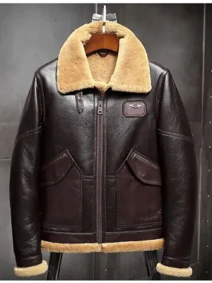 Men's Airforce Flight Shearling Leather Jacket - Fur Lined