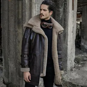 Men's Aviator Fur Long Coat