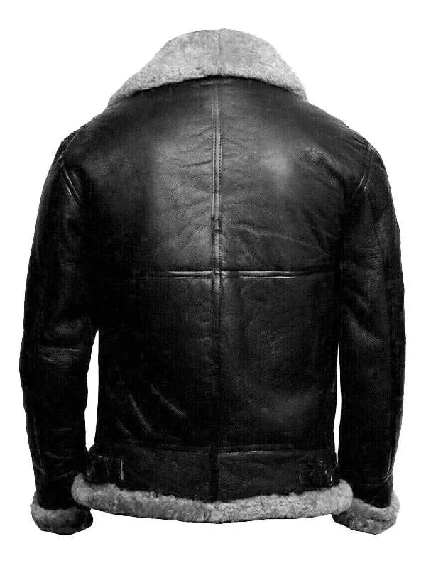 Mens Aviator Leather Jacket - B3 Shearling Bomber Leather Jacket