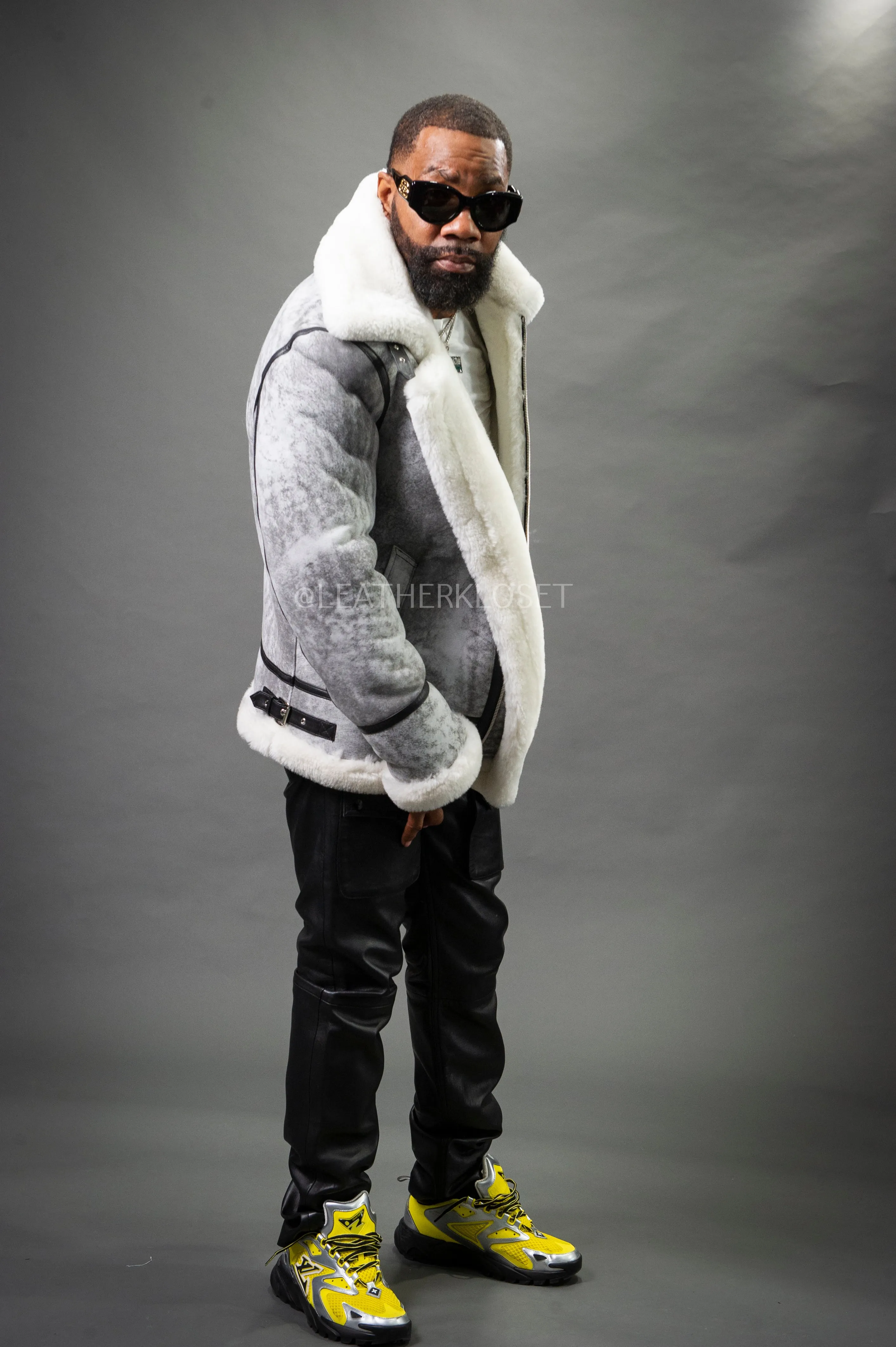 Men's B-3 Bomber Classic Sheepskin Shearling [Distressed Grey]