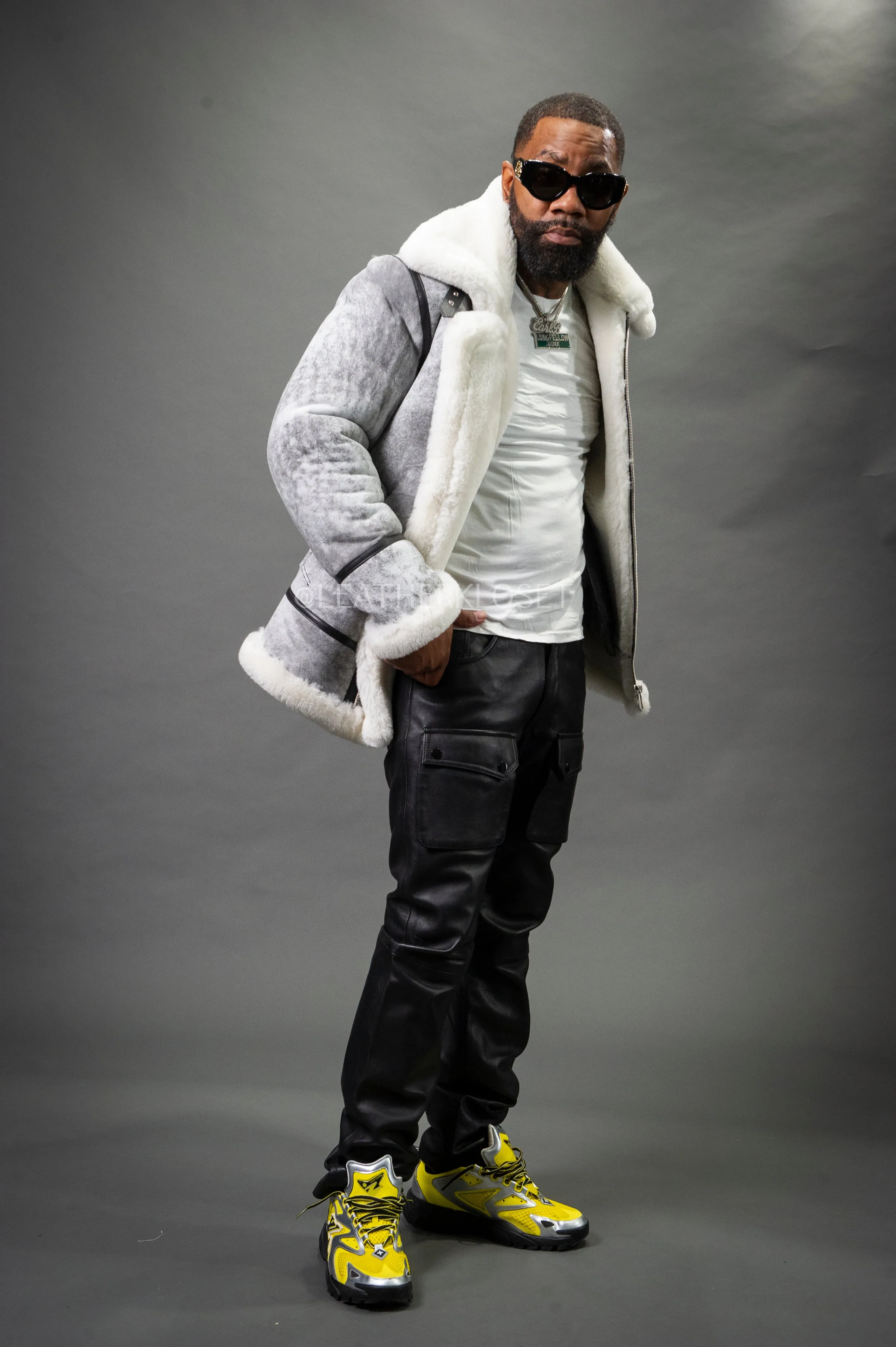 Men's B-3 Bomber Classic Sheepskin Shearling [Distressed Grey]