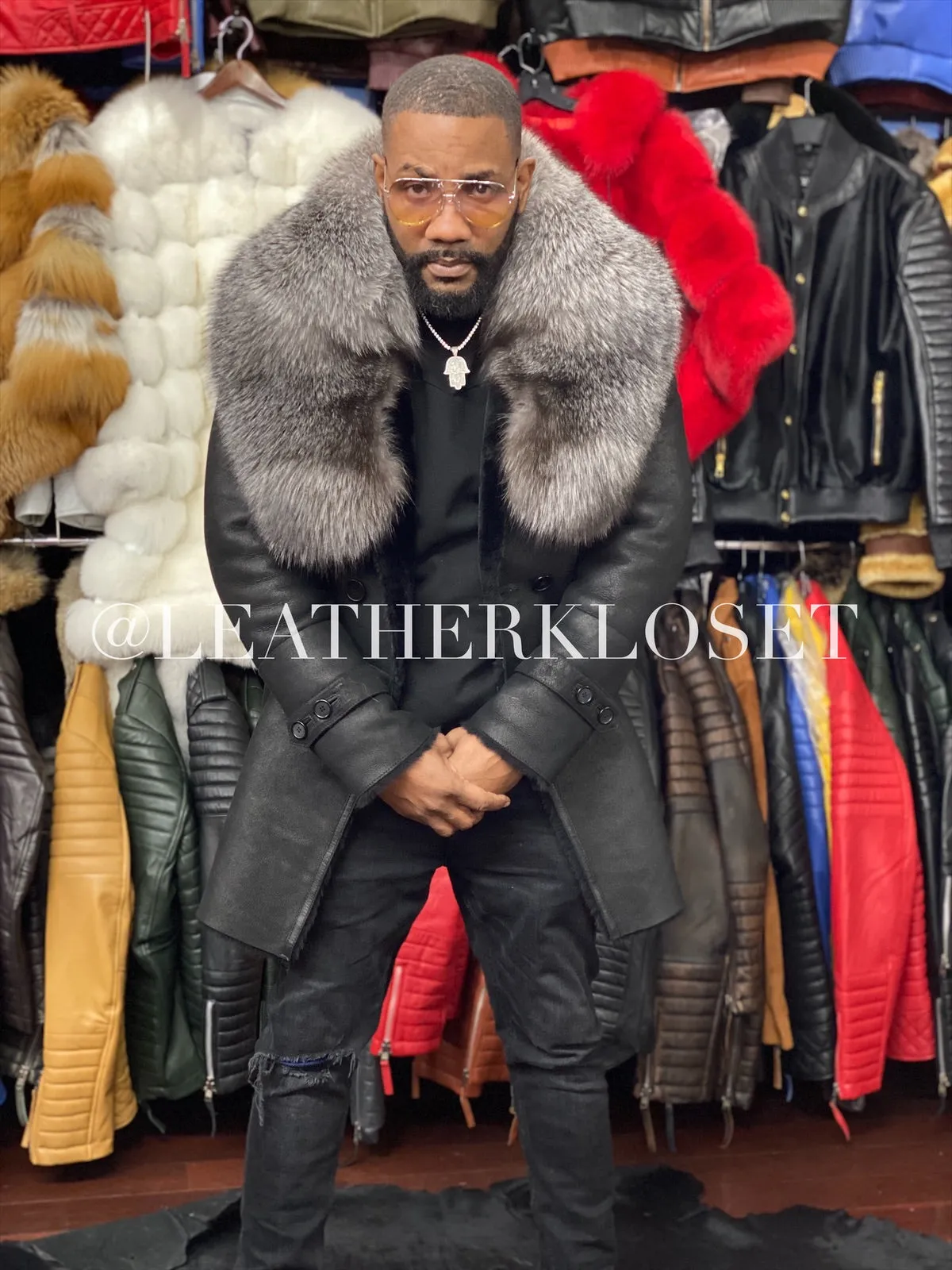 Men's GOT Shearling With Fox Collar