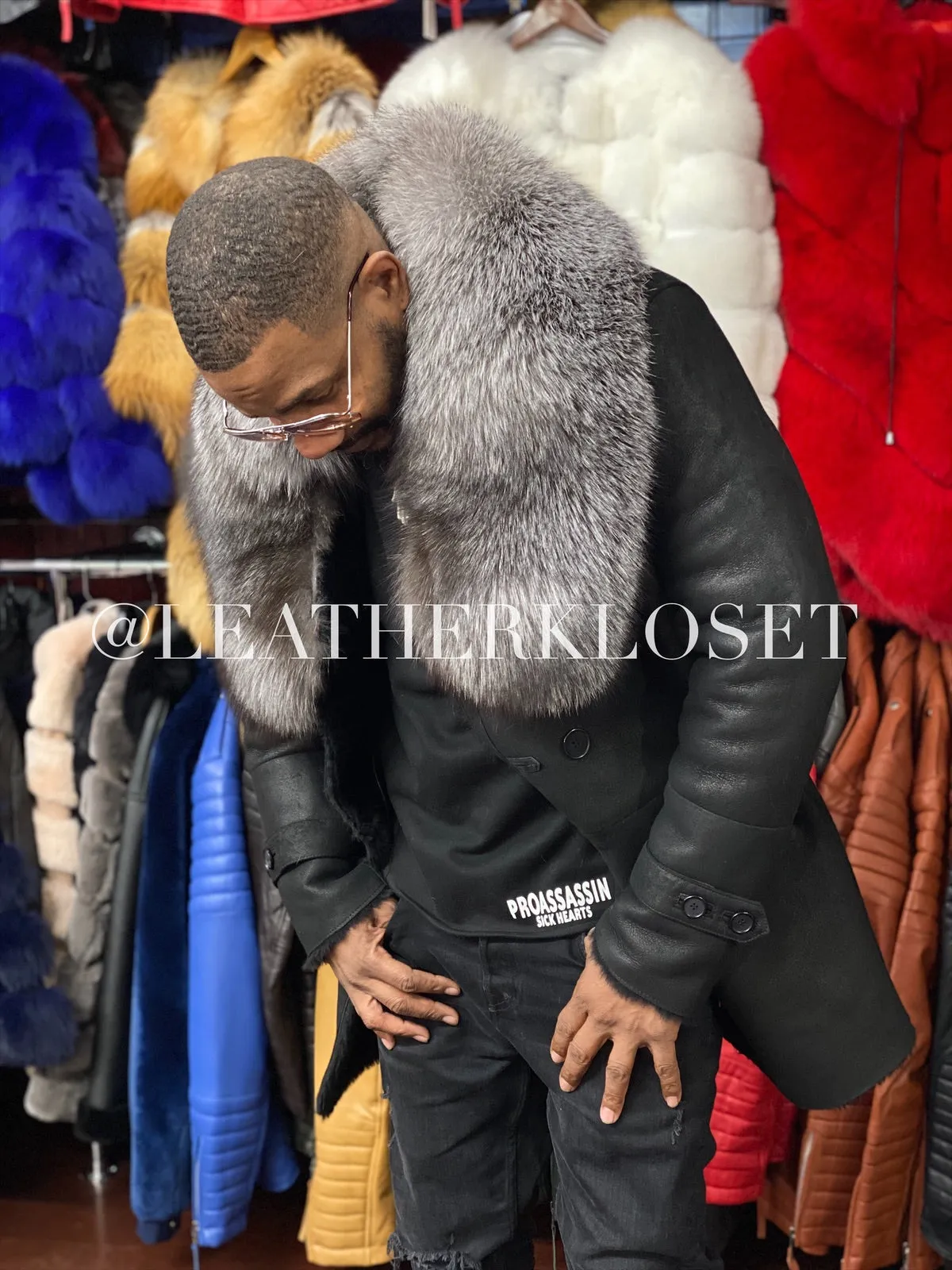 Men's GOT Shearling With Fox Collar