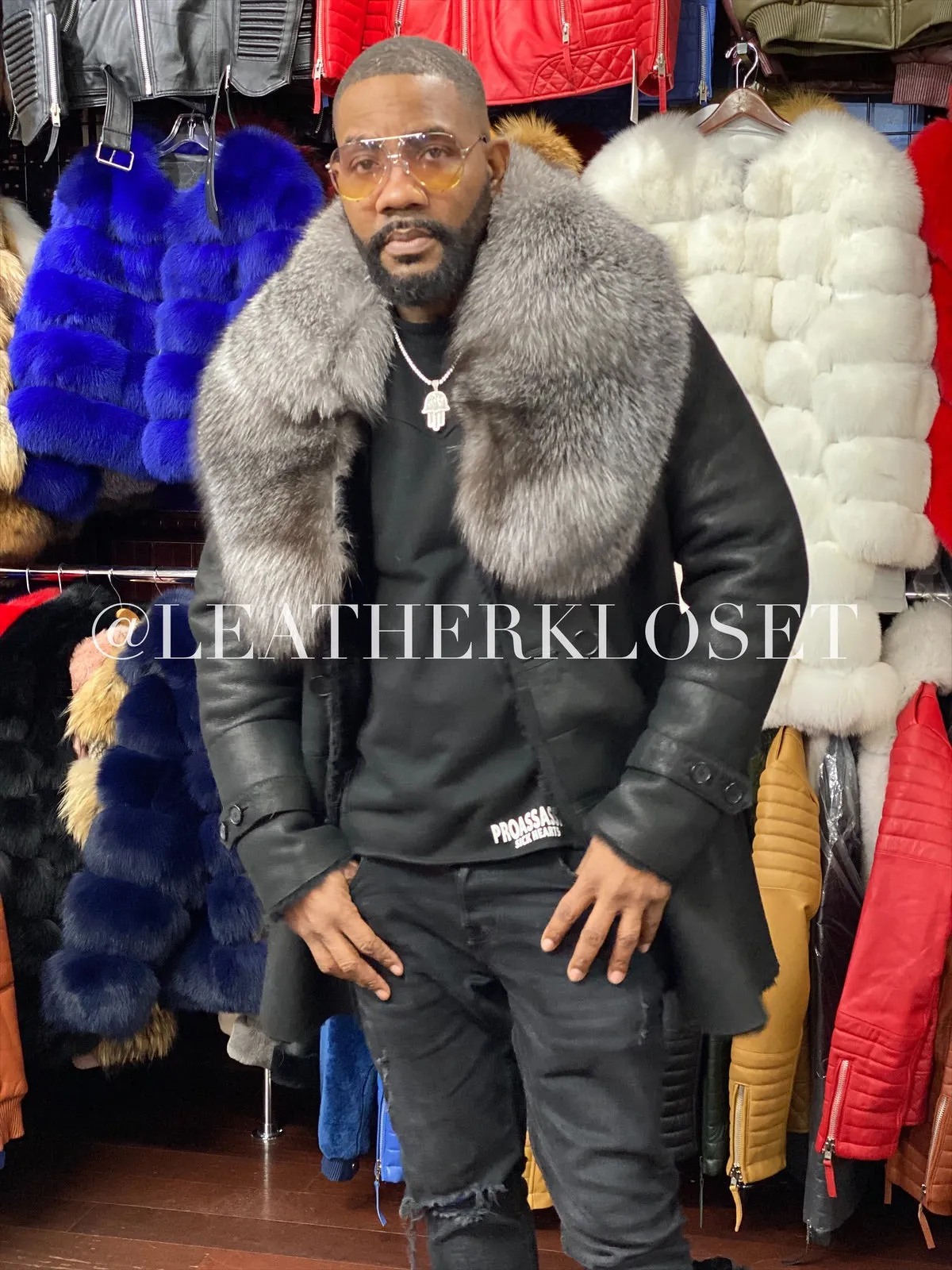 Men's GOT Shearling With Fox Collar