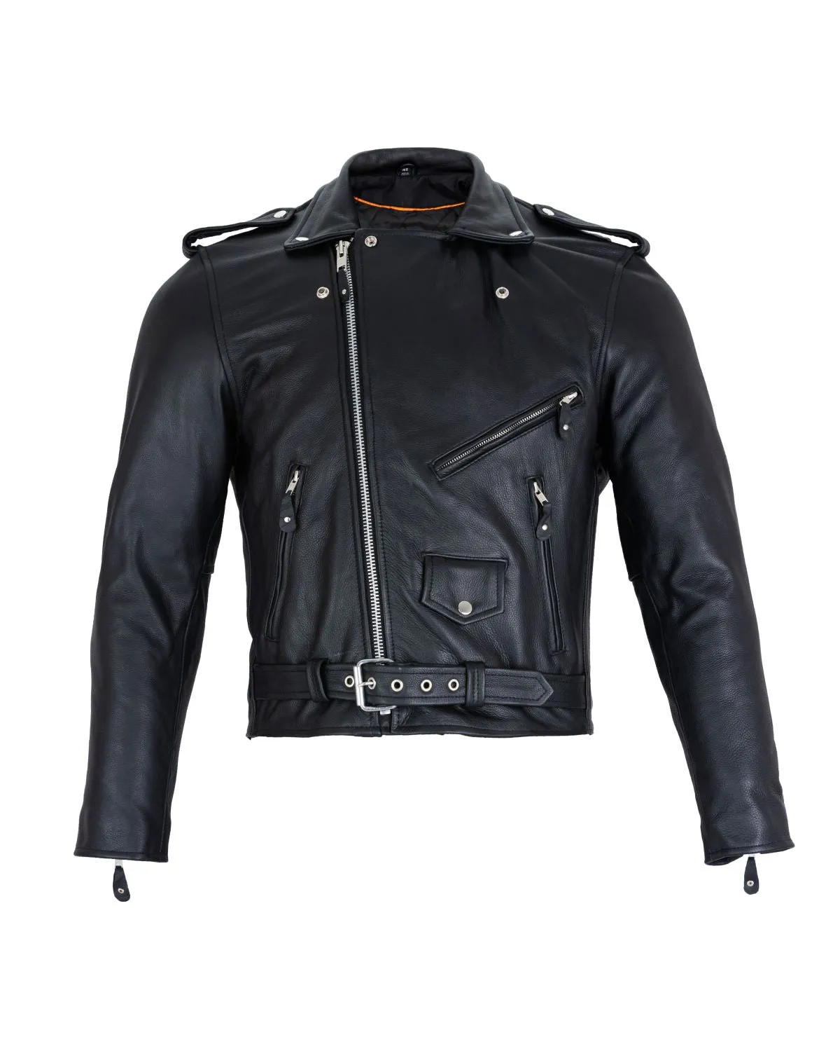 Mens Jacket Naked Cowhide Leather with Quilted Lining