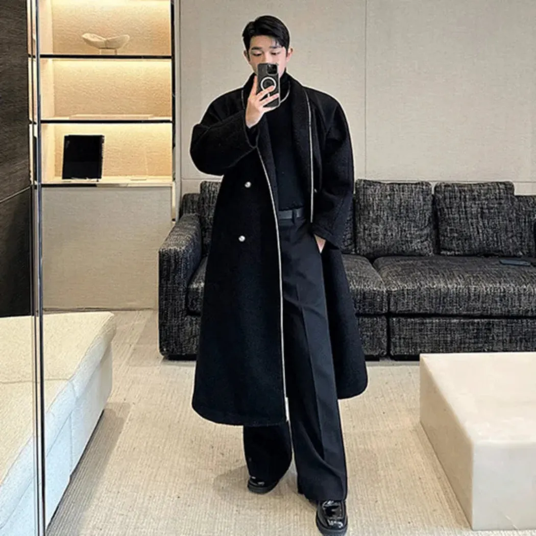 Men's Luxury Long Length Wool Blend Trench Coat