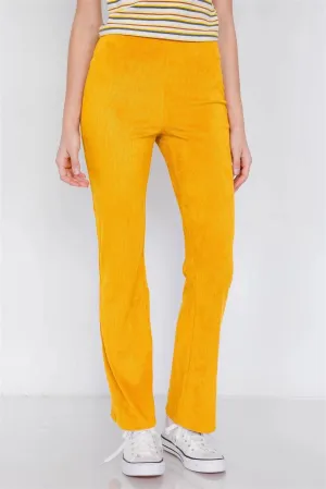 Mustard Suede Corduroy Vintage High-Waist Flare Pant  /2-2-2