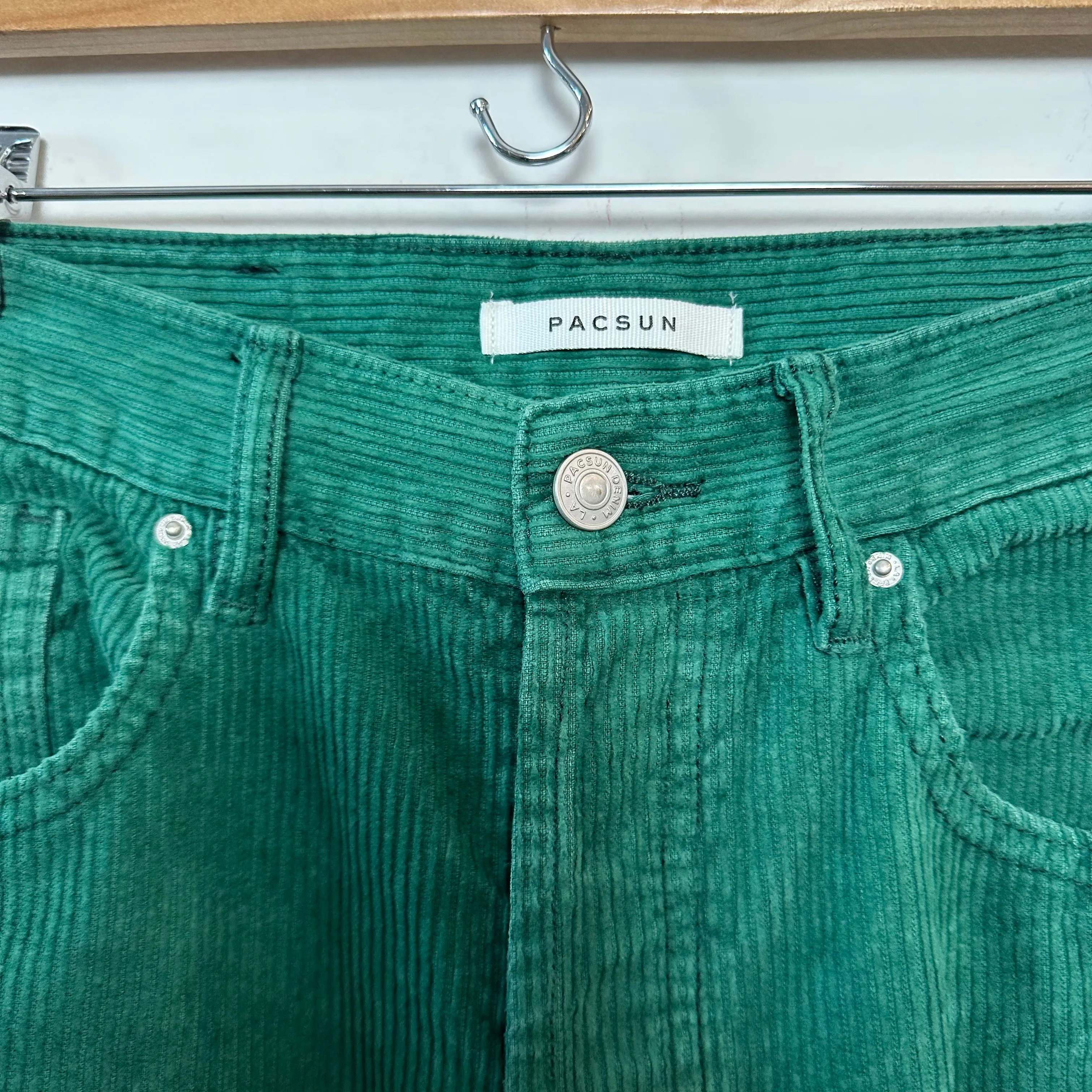 PacSun Green Corduroy Dad Jeans High Waisted Straight Leg 27