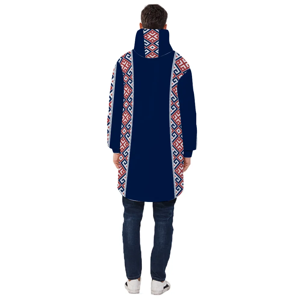 Print Embroidery Long Zip Hooded Jackets