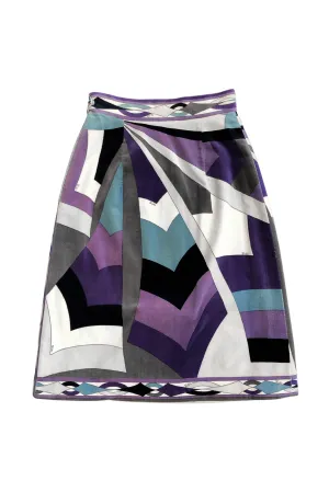 PUCCI BLUE & PURPLE PRINT VELVET SKIRT