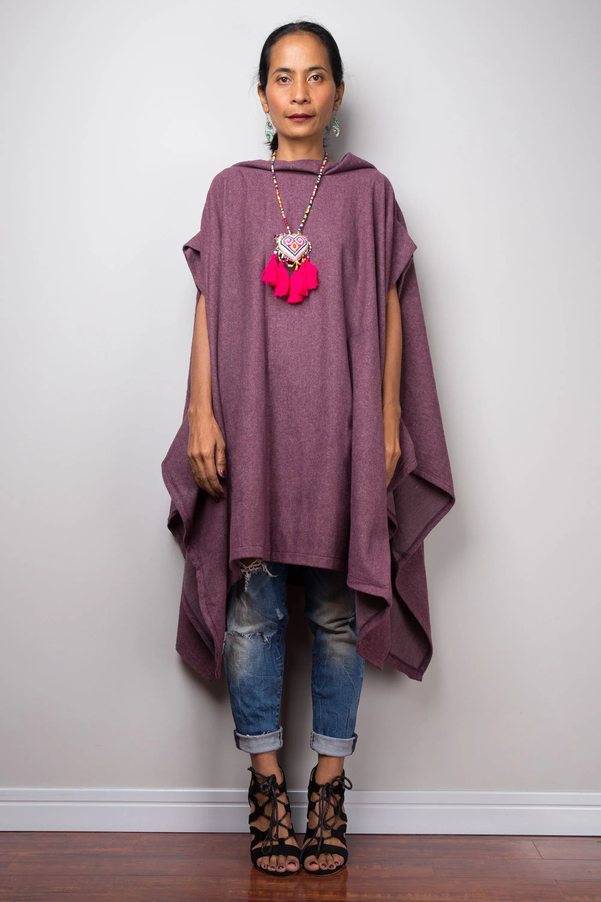 Purple Poncho Cape Sweater