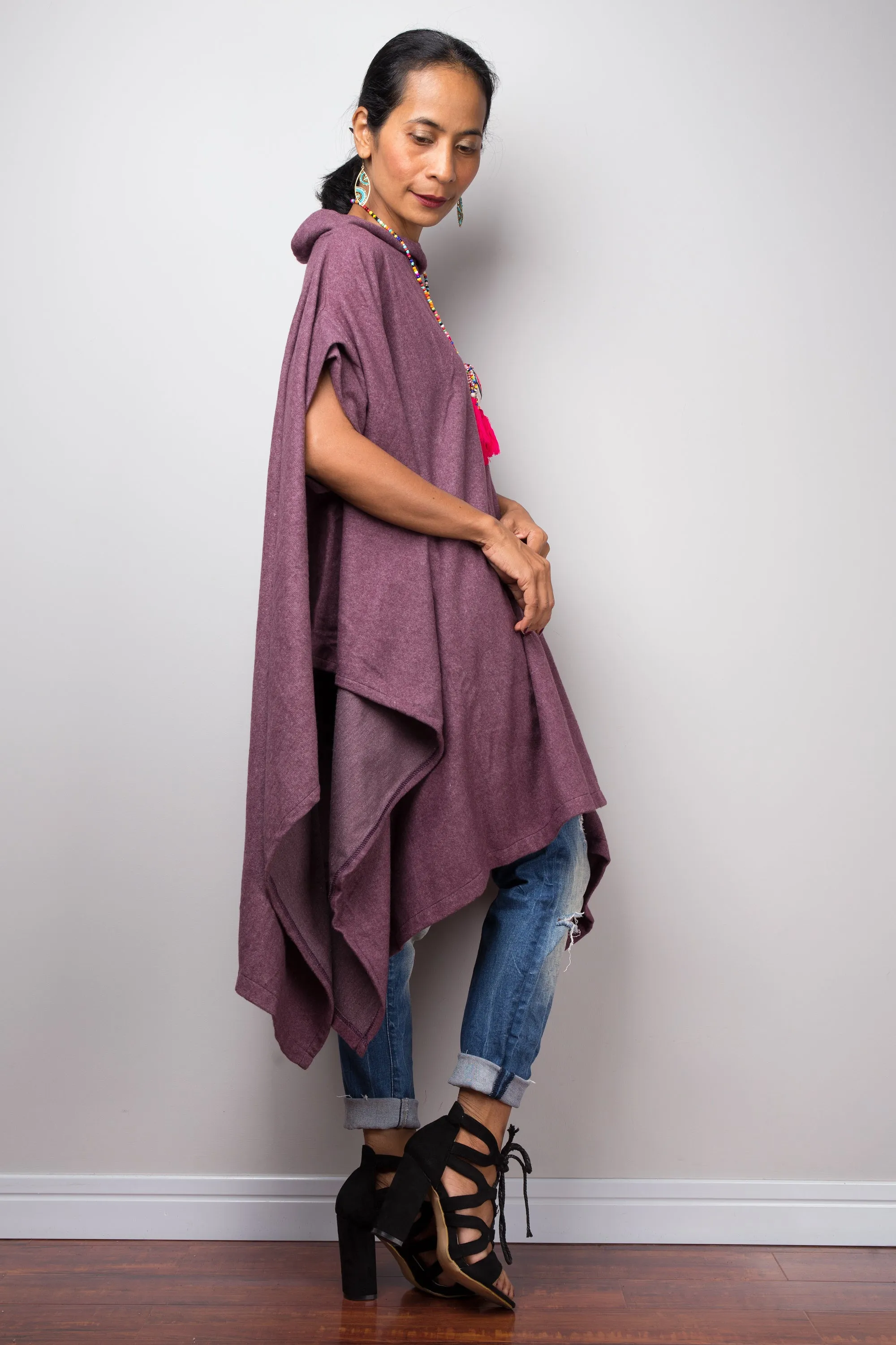 Purple Poncho Cape Sweater