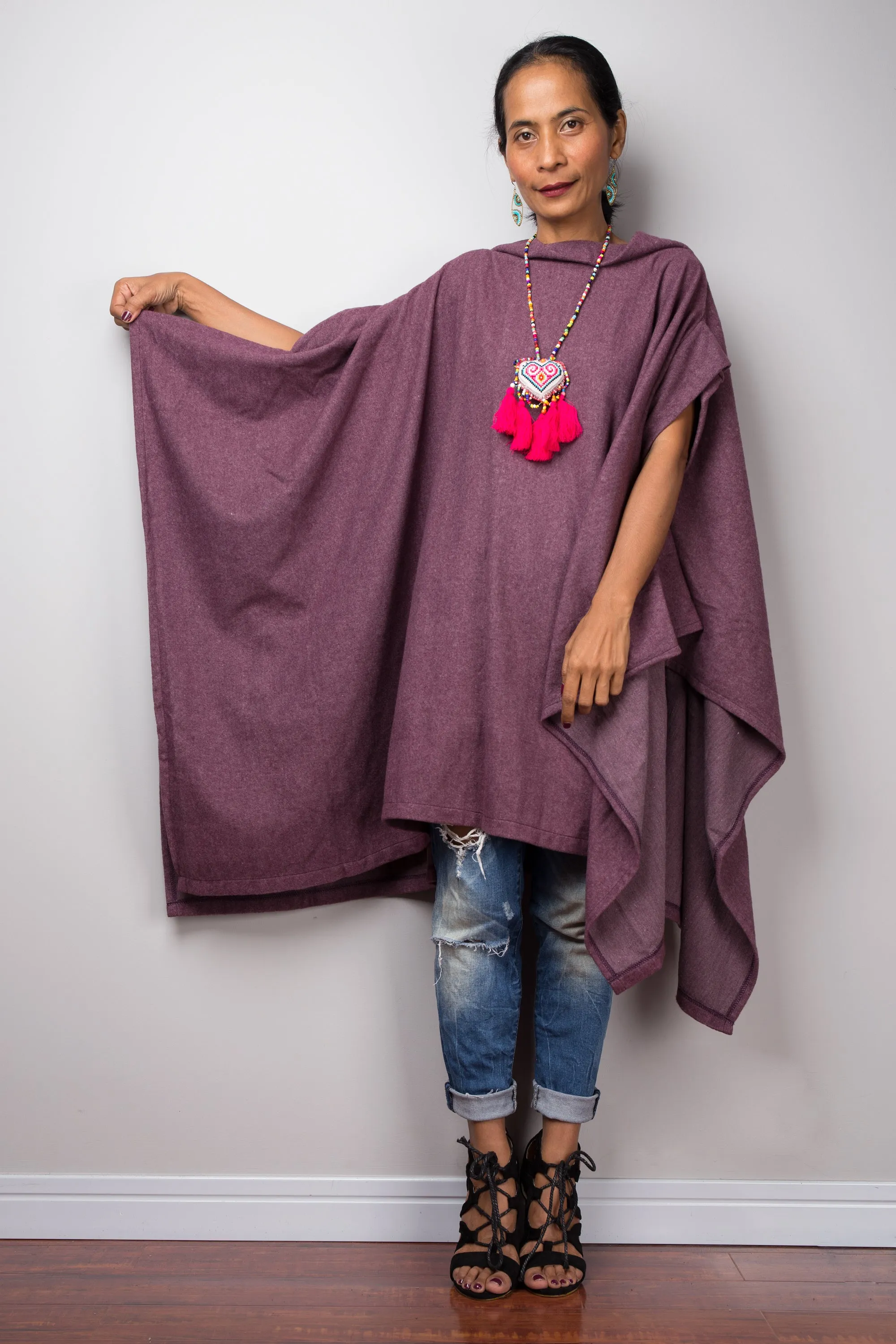 Purple Poncho Cape Sweater