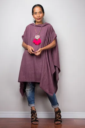 Purple Poncho Cape Sweater