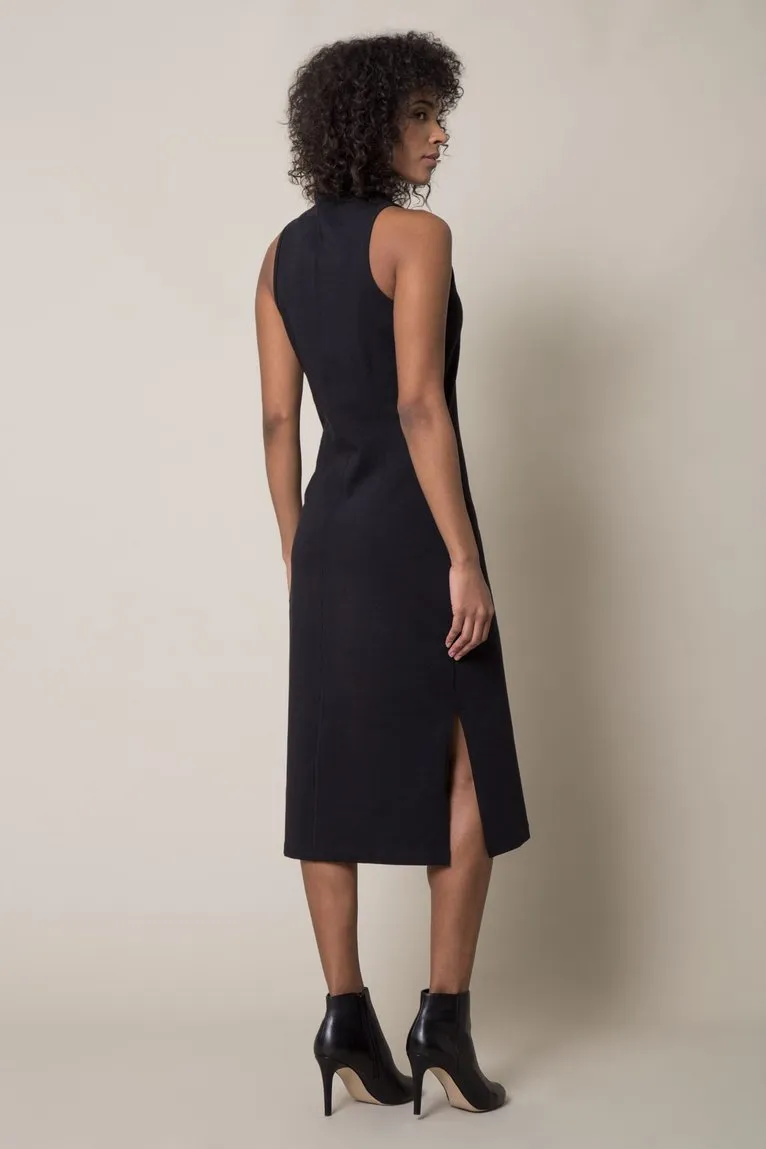 Runway Mock Neck Knit Knee Length Dress