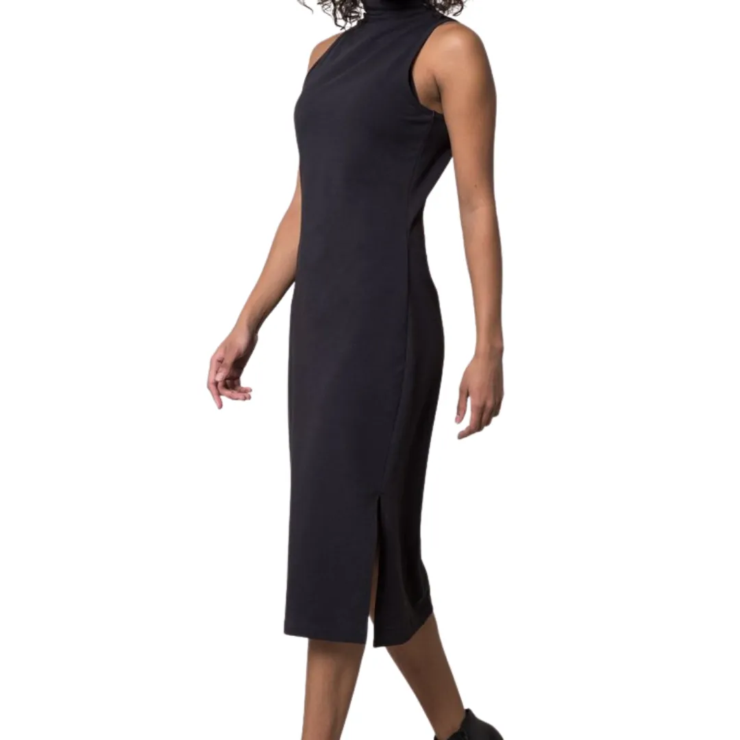 Runway Mock Neck Knit Knee Length Dress