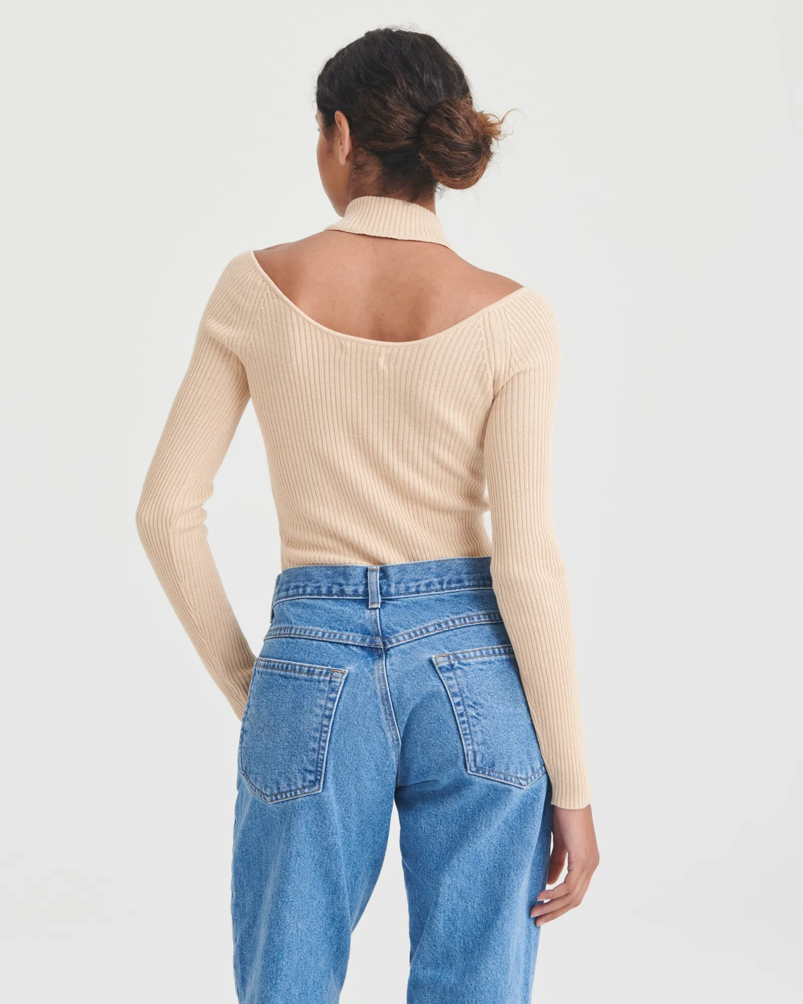 Silk Cashmere Cutout Turtleneck