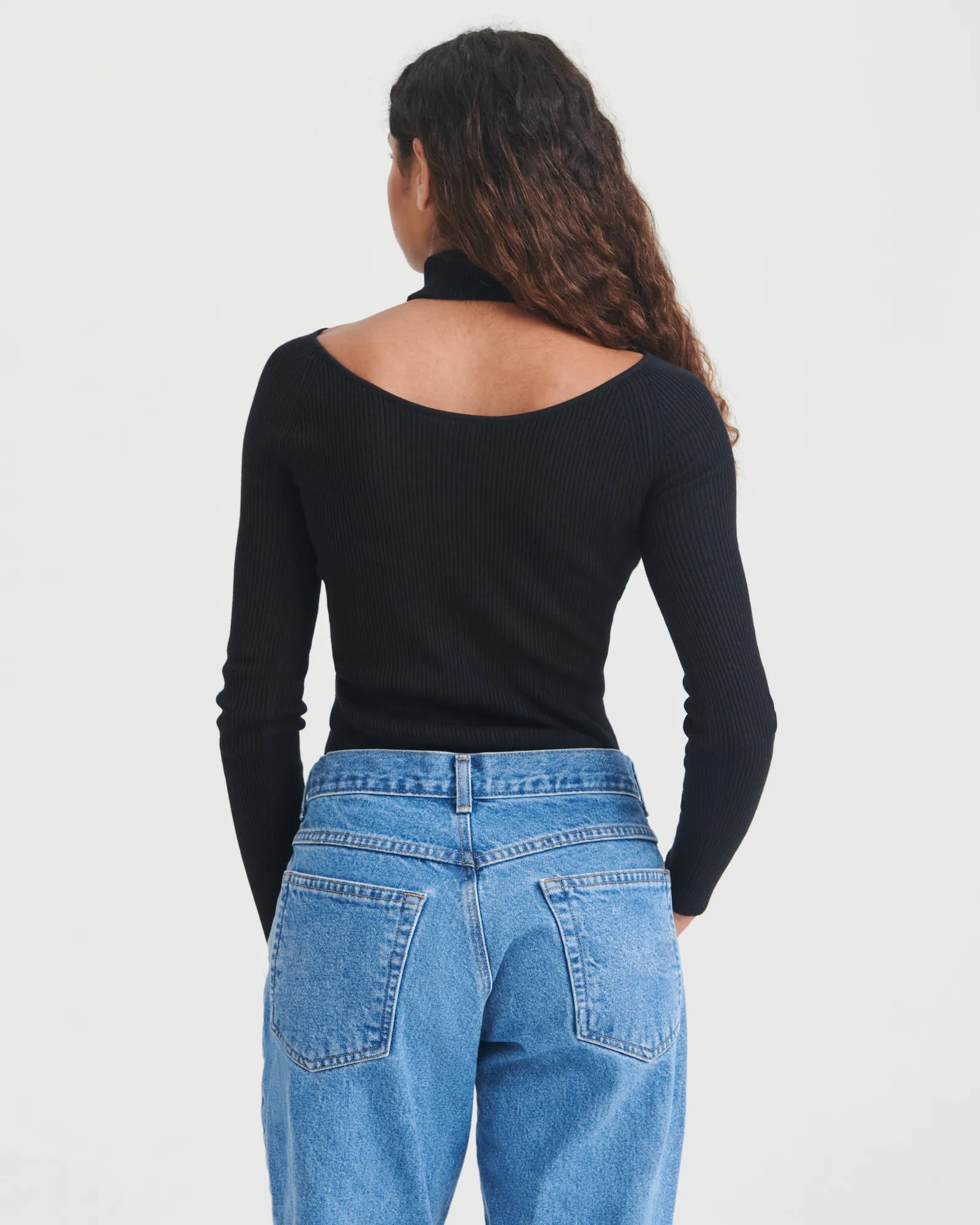 Silk Cashmere Cutout Turtleneck