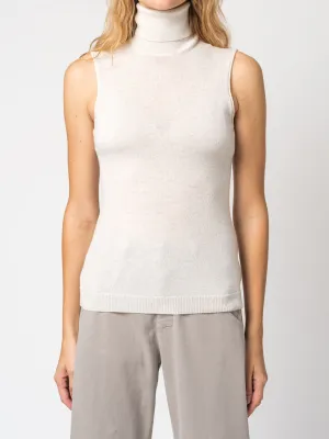 Sleeveless Cashmere Turtleneck Knit