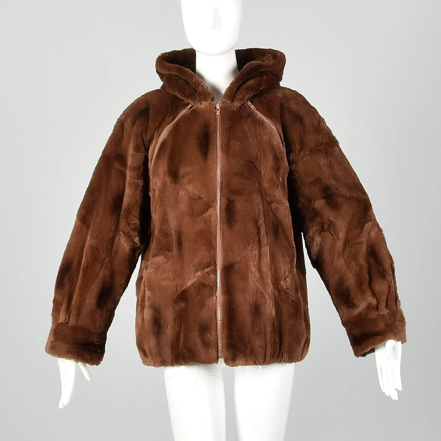 Small-Medium 1990s Nina Ricci Brown Fur Hooded Coat