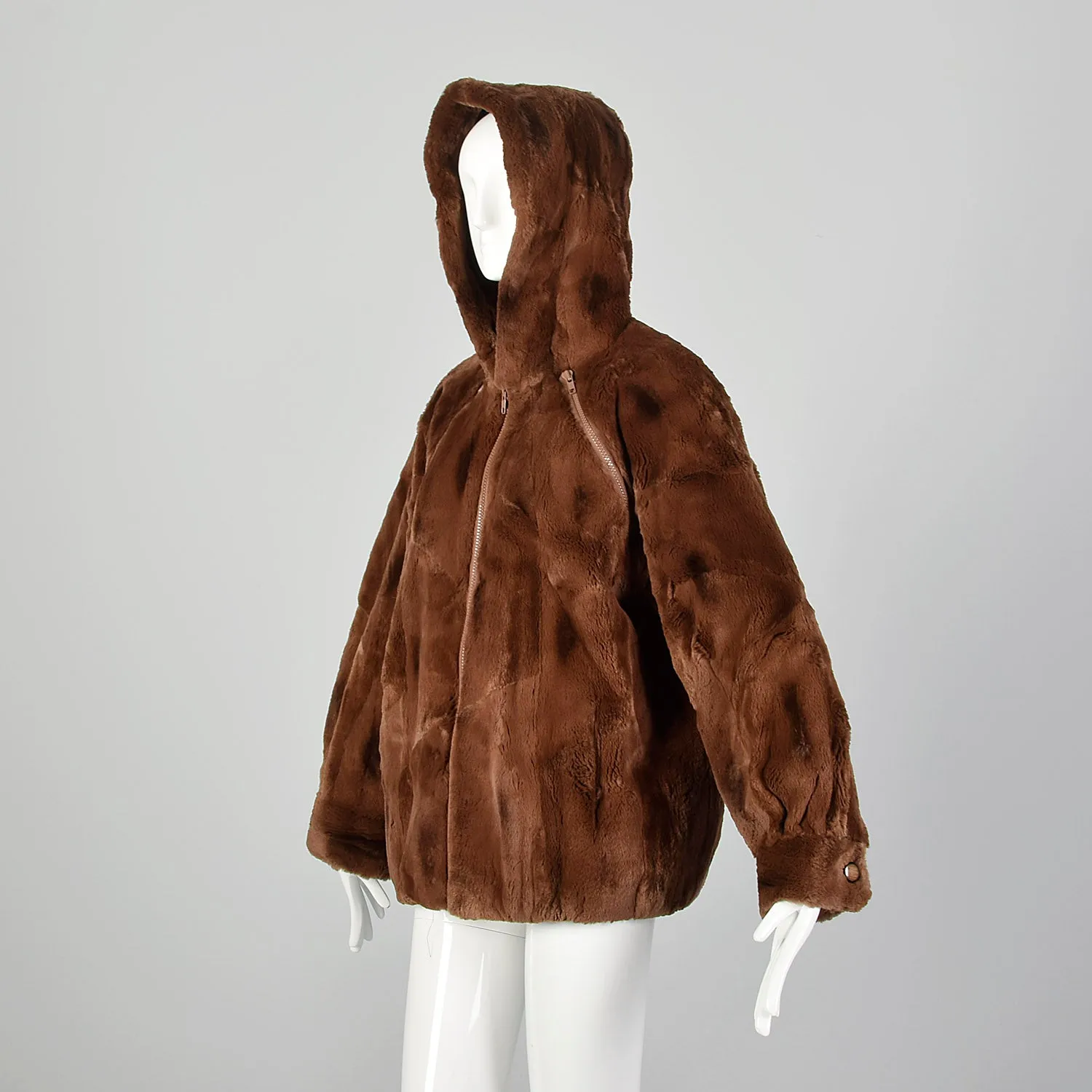 Small-Medium 1990s Nina Ricci Brown Fur Hooded Coat