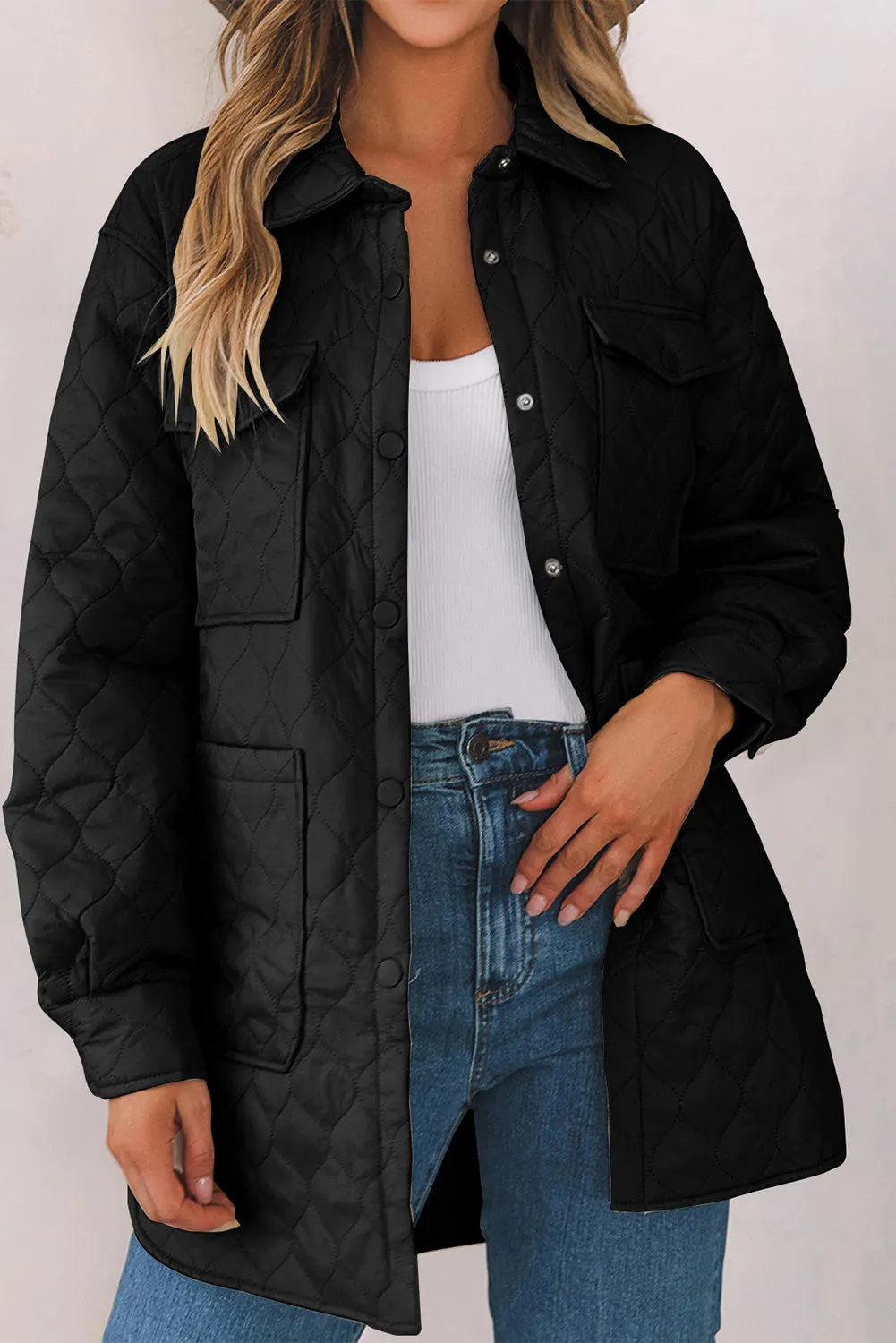 Snap Down Collared Light Winter Coat