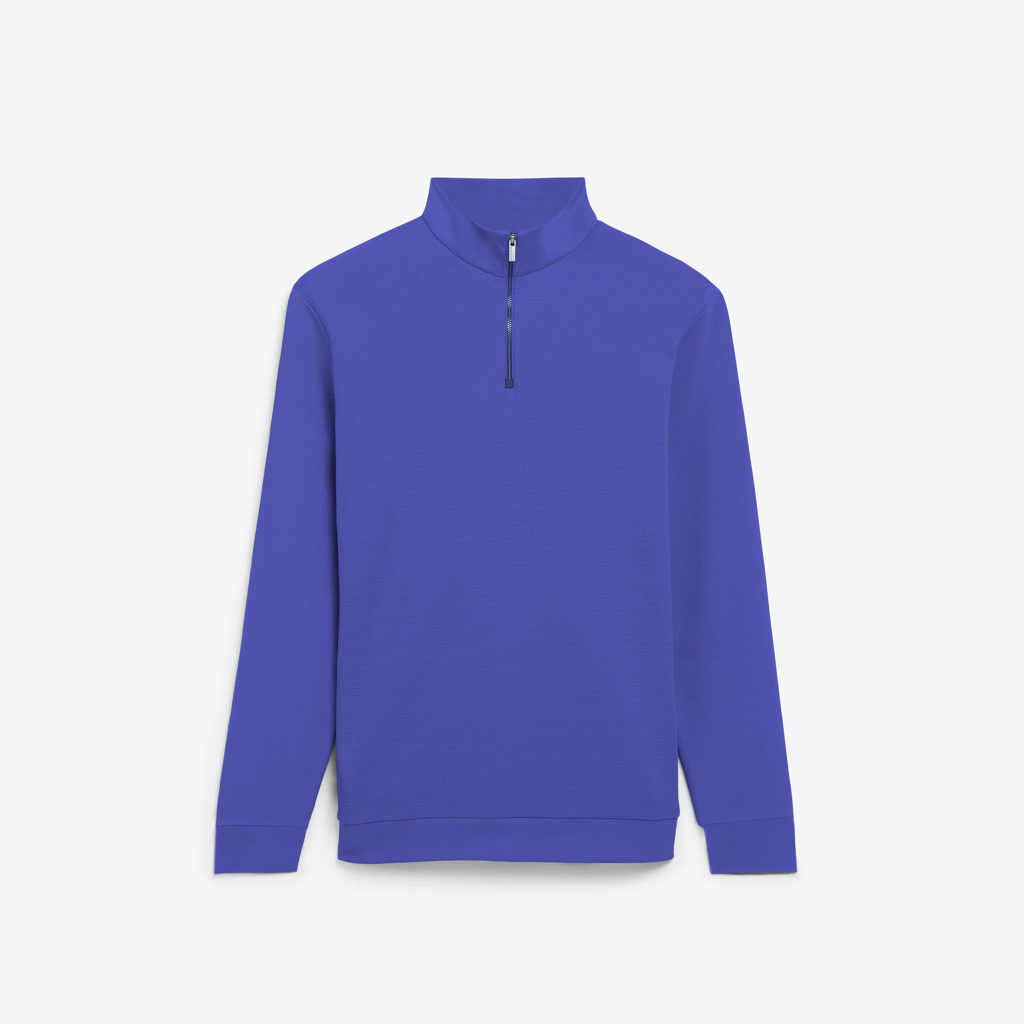 Solid Mesh Effect Quarter Zip Mock Neck Pullover