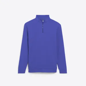 Solid Mesh Effect Quarter Zip Mock Neck Pullover