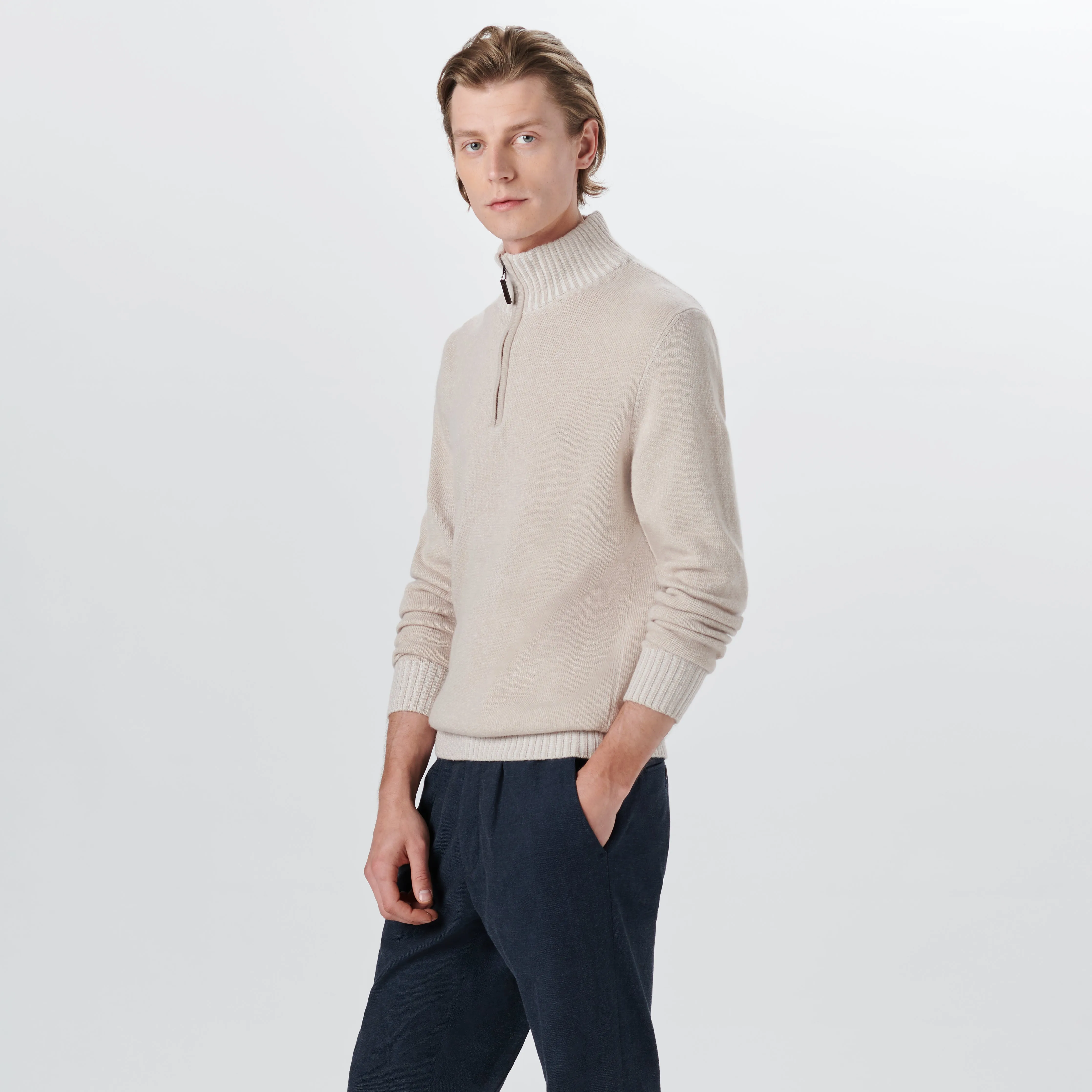 Solid Quarter Zip Pullover Sweater