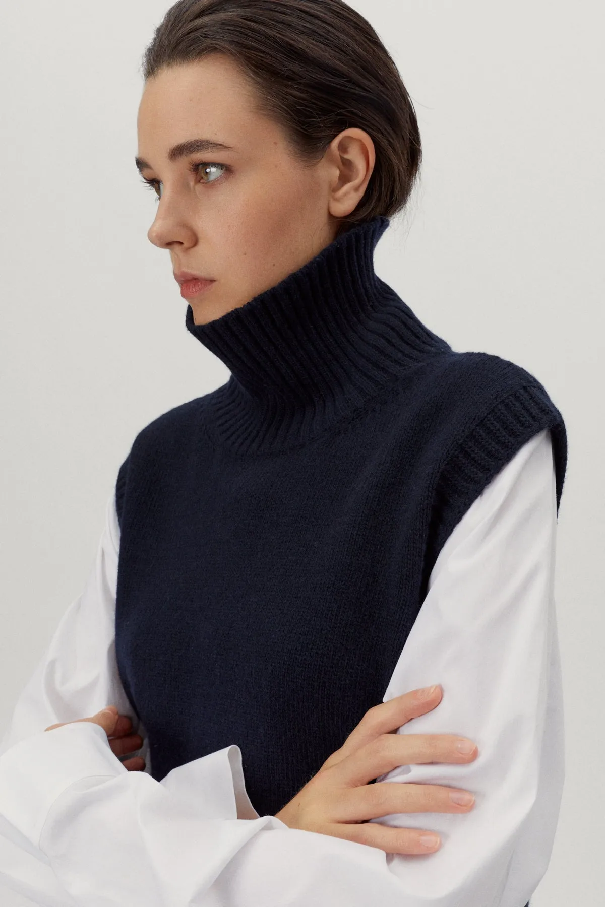 The High-Neck Woolen Vest