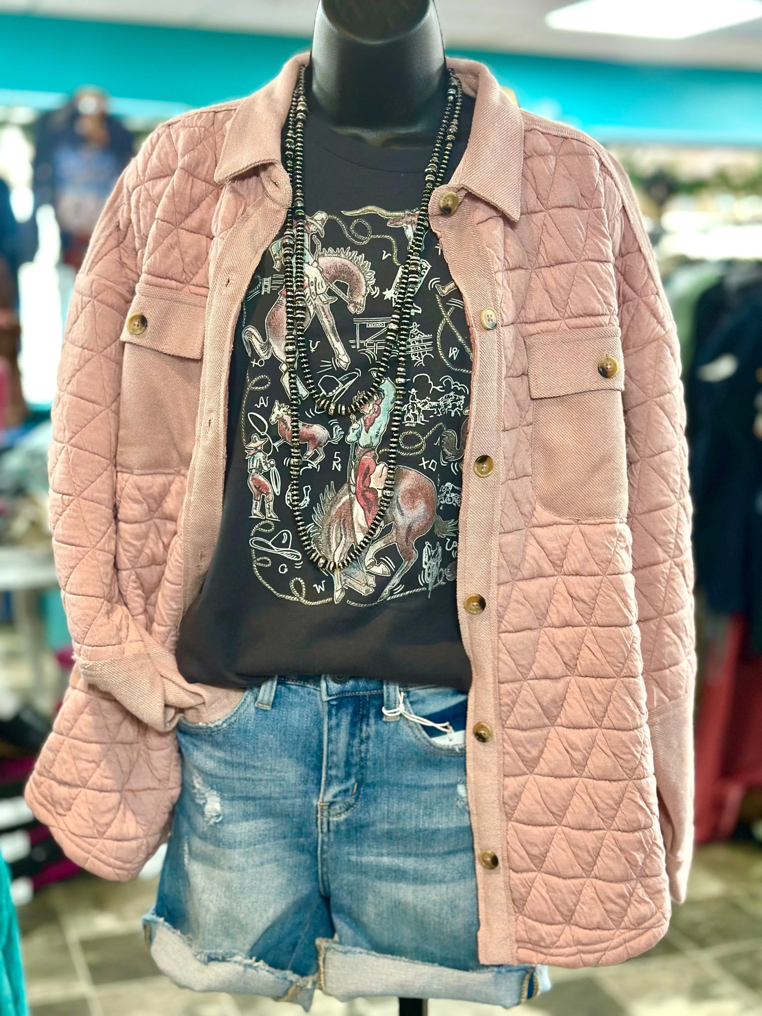 The Think Pink Quilted Button Up Shacket