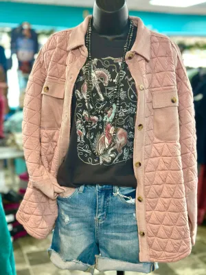 The Think Pink Quilted Button Up Shacket