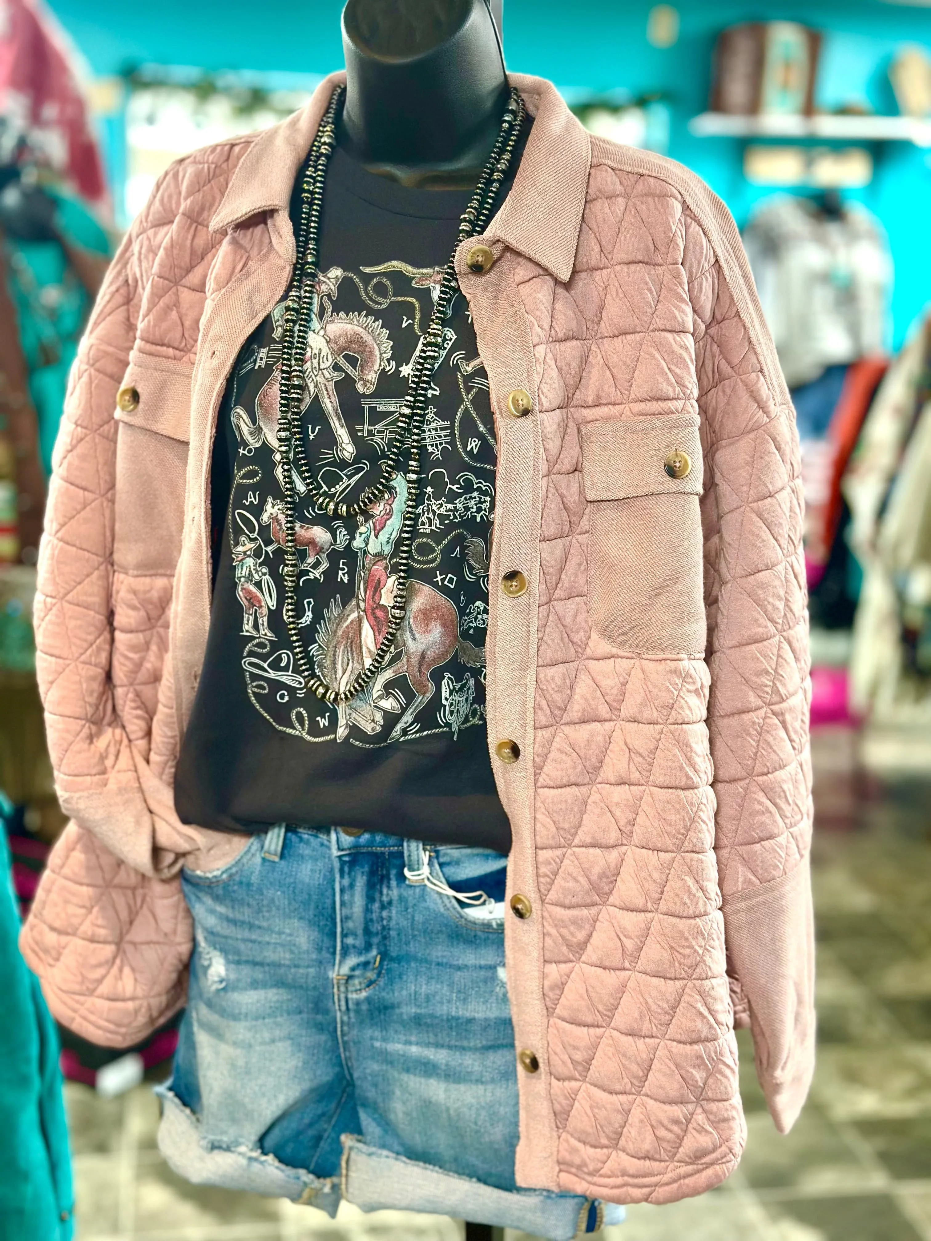 The Think Pink Quilted Button Up Shacket