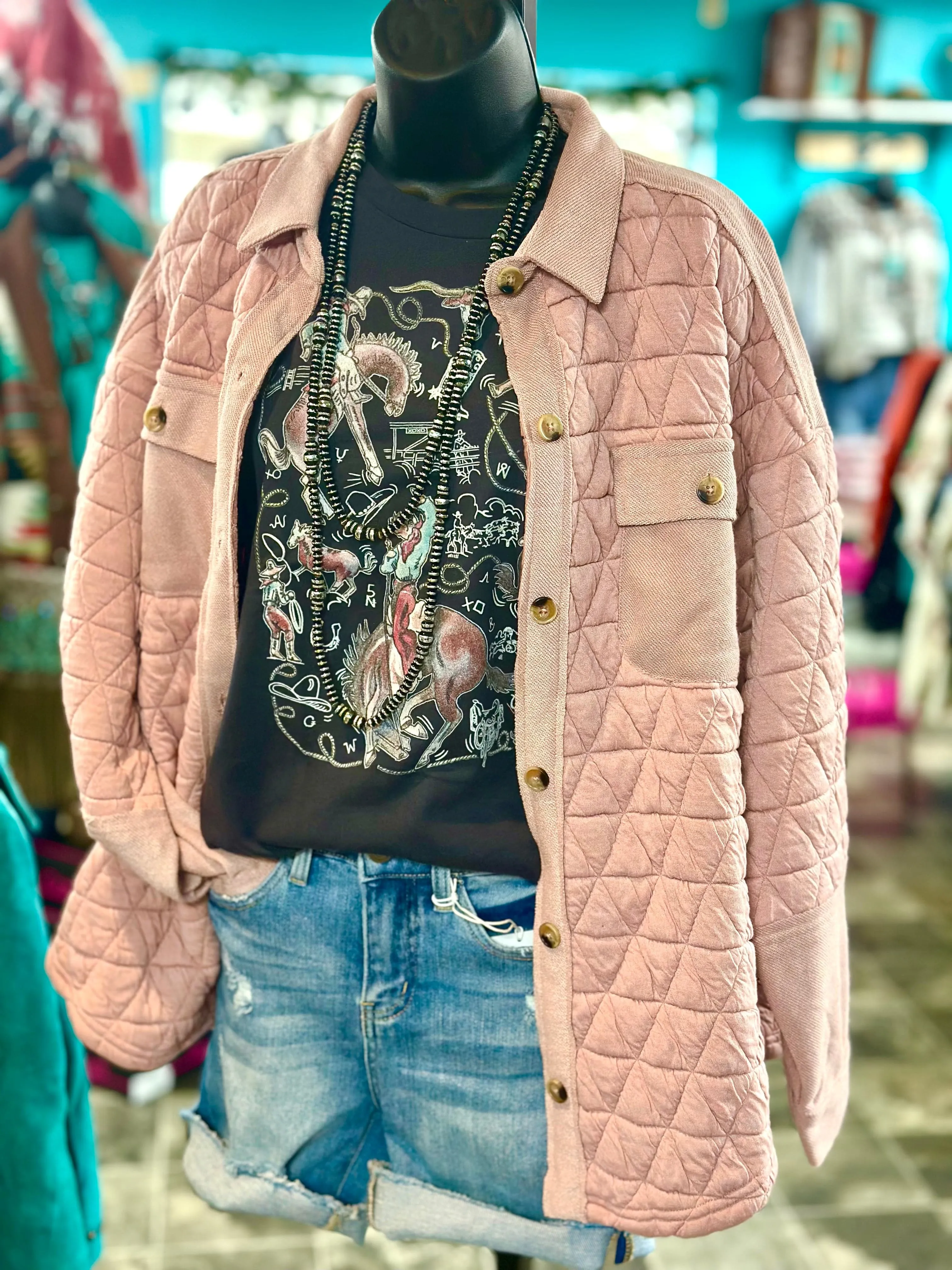 The Think Pink Quilted Button Up Shacket