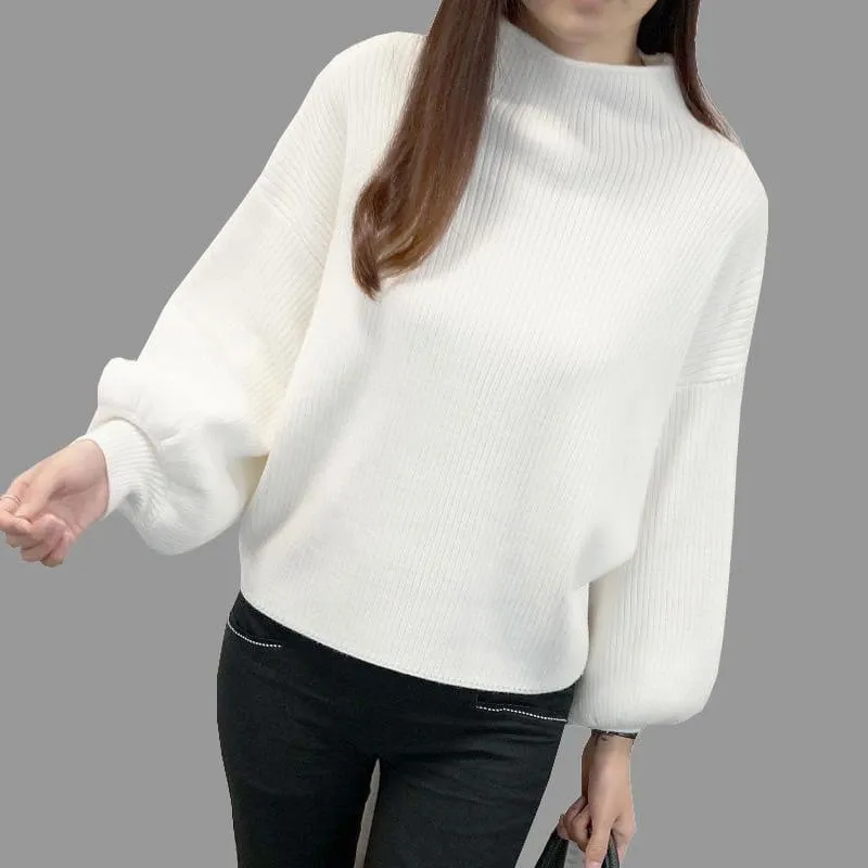 Turtleneck Batwing Sleeve Pullovers Loose Knitted Sweater Top