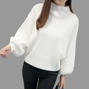 Turtleneck Batwing Sleeve Pullovers Loose Knitted Sweater Top